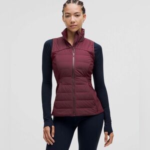 Lululemon Down For It All Vest Size 4 Burgundy Maroon Goose Down